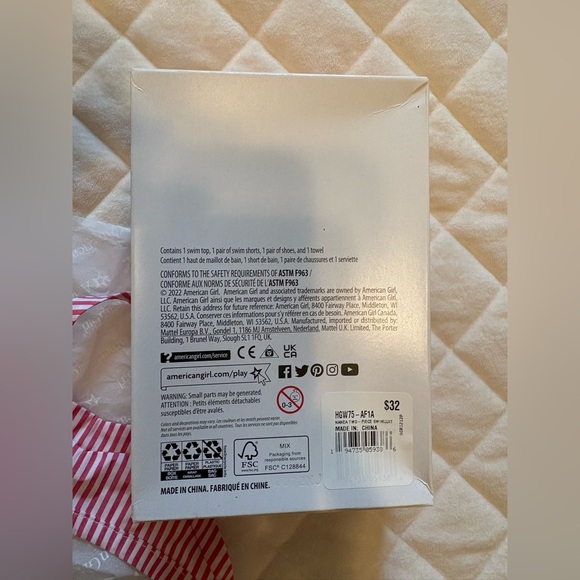 American Girl Nanea Red and White Swim Set - Picture 6 of 6